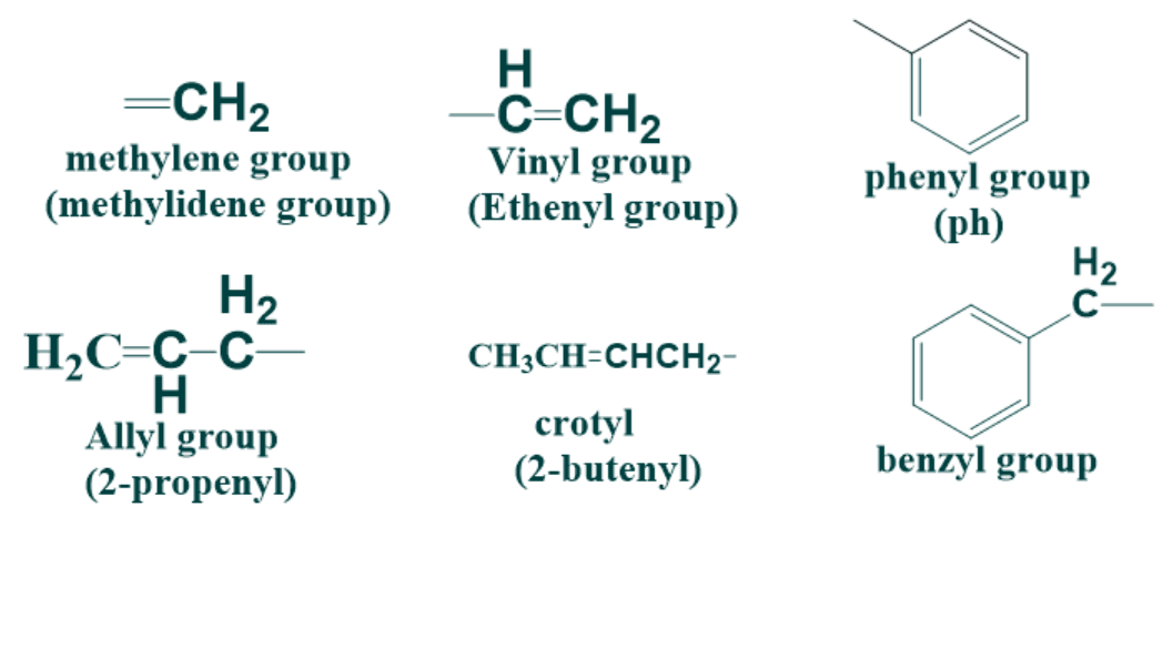 different structure of alkenyl groups