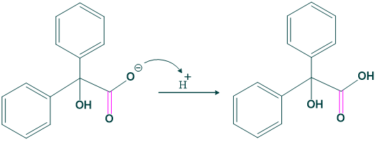 Mechanism of benzil-benzilic acid rearrangements step