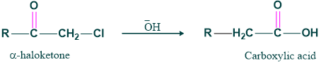 Formation of carboxylic acid by favorskii rearrangemen