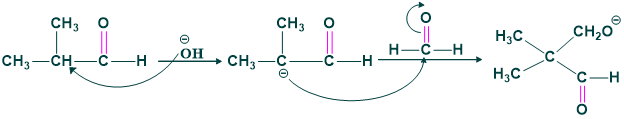 Mechanism of 2-methyl propanl with formaldehyde