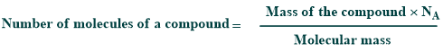 Number of gram molecules or moles of a molecular substance