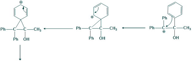 Unsymmetrical pinacole rearrangement major product step 02