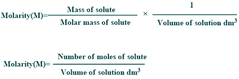 Formula of molarity