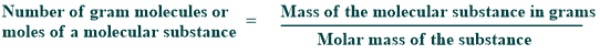 number of grams molecules 
