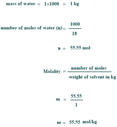 molality of pure water