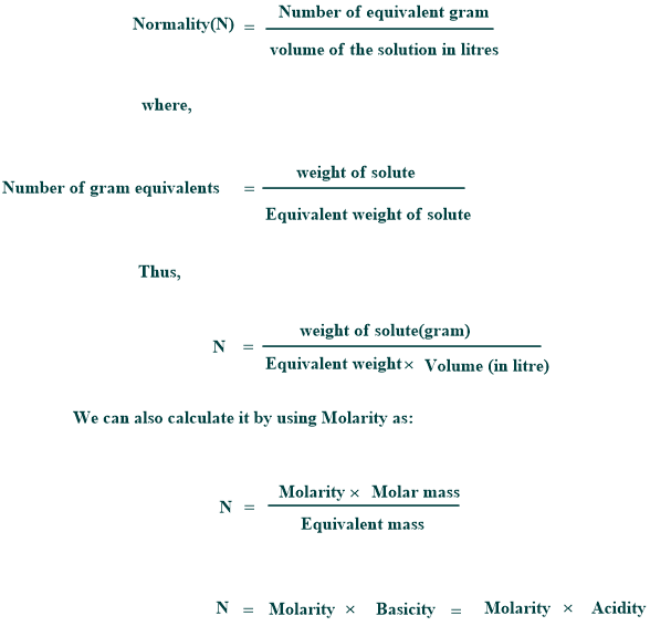 Formula of normality chemistry