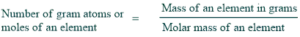 formula of number of grams atoms or elements