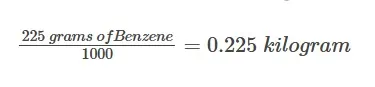 mass of benzene in kilogram