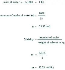 molality of pure water