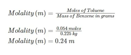 molality of toluene solution