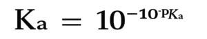 Inverse log formula for acid dissociation constant: $K_a = 10^{-pKa}$