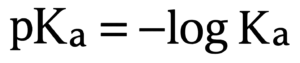 The chemical formula $pK_a = -\log K_a$, used to calculate the pKa of an acid from its dissociation constant