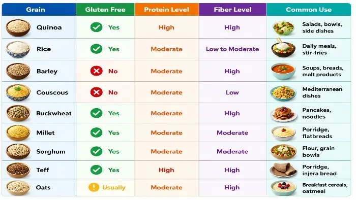 quionoa vs other grains comparison